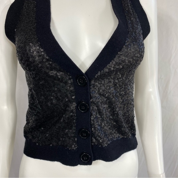 Express Design Studio Sequin Black Sweater Vest - Picture 2 of 8